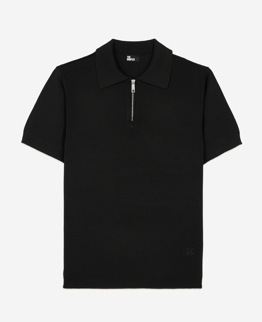black knitted polo t-shirt
