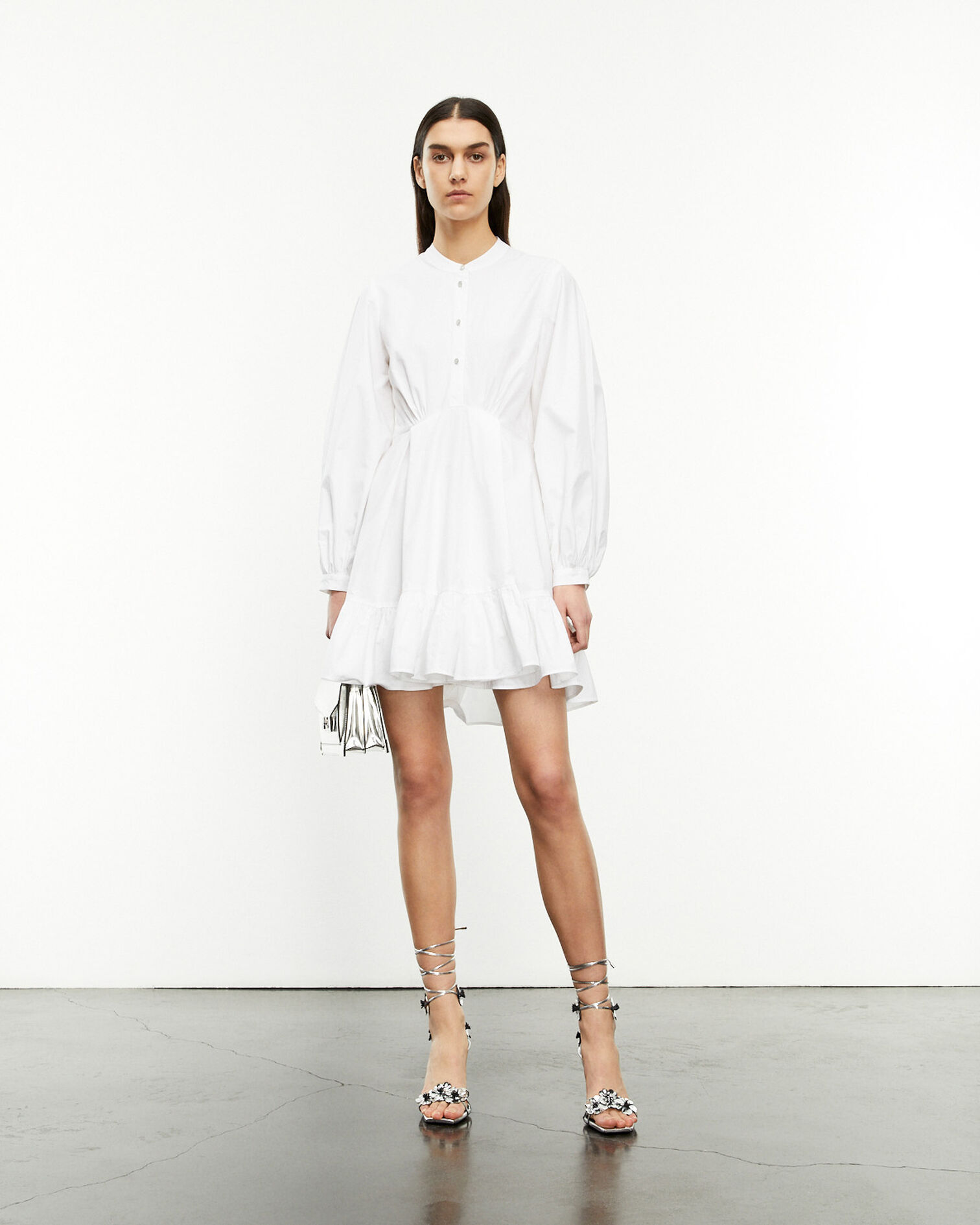Robe chemise blanche boutonnée, WHITE, hi-res image number null