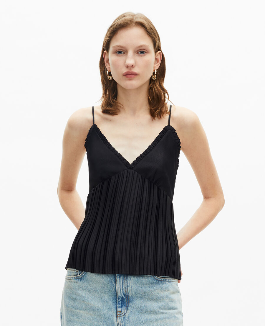 The Kooples MUJER BLACK camisola plisada negra
