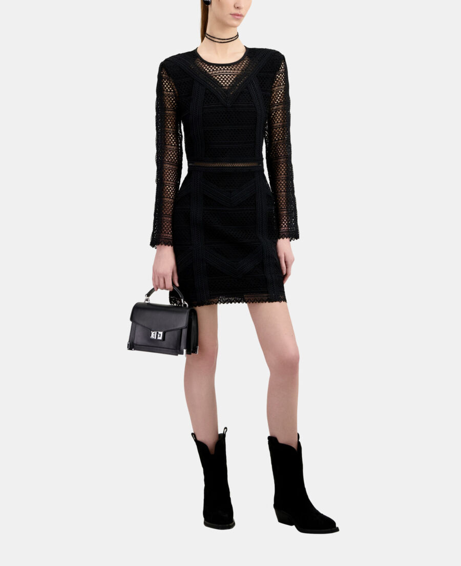 The Kooples WOMEN BLACK short black guipure dress