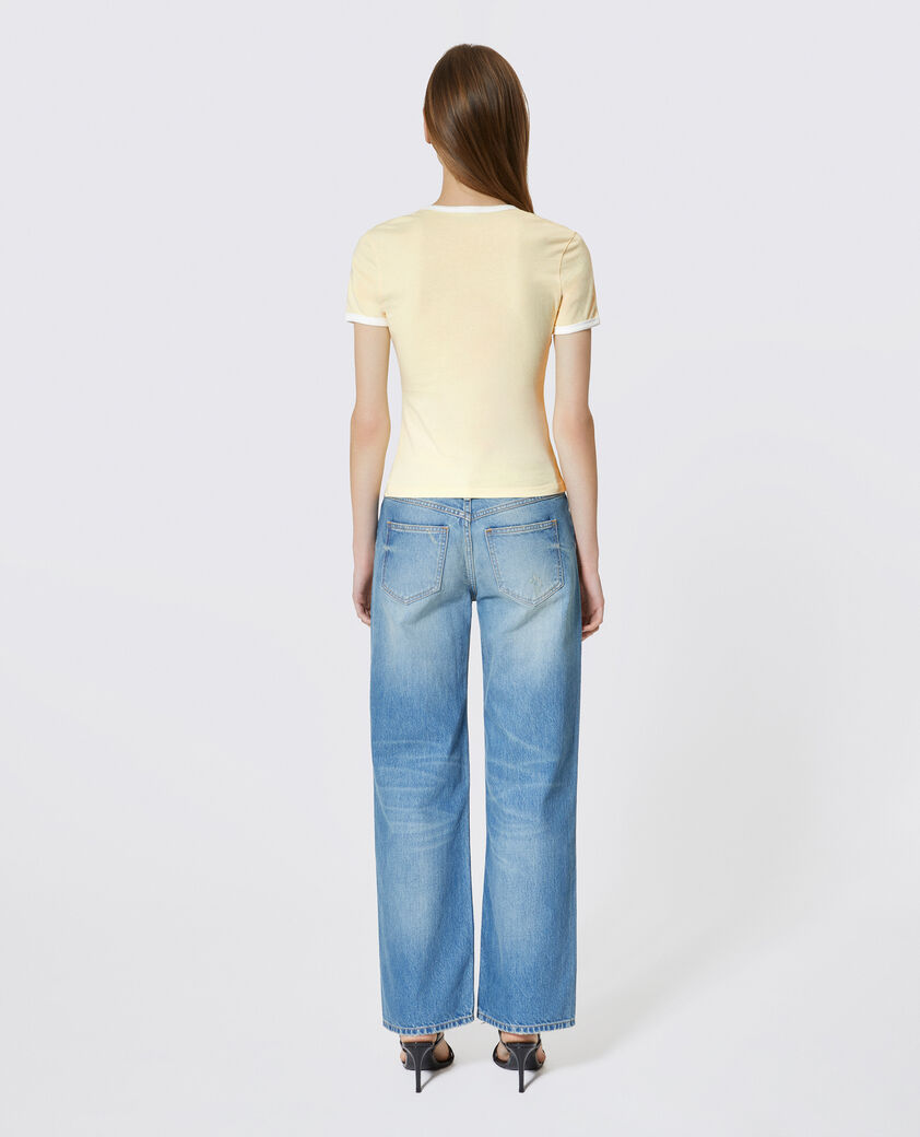 The Kooples FEMME LIGHT YELLOW t-shirt avec logo strass&eacute; jaune