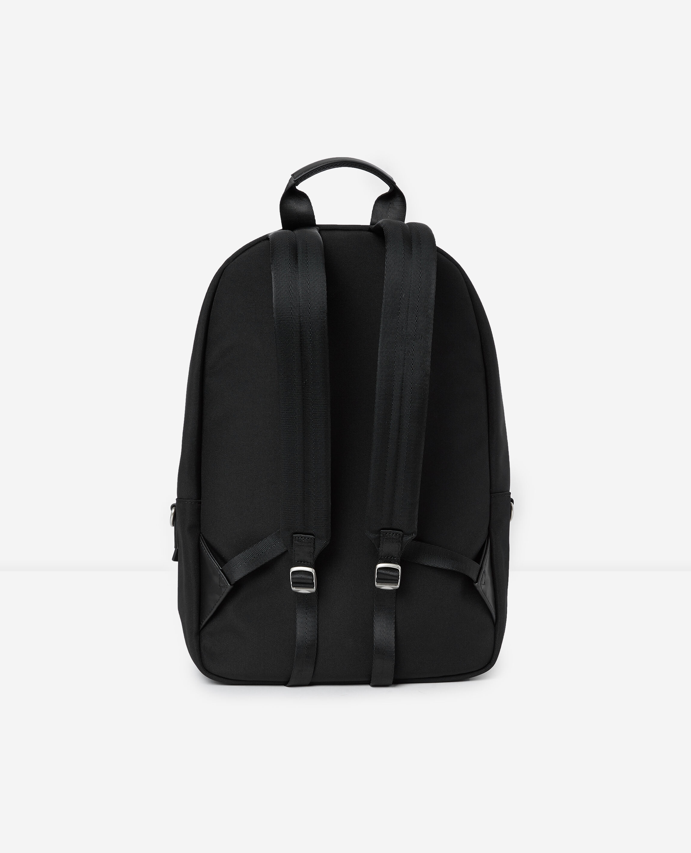 Black backpack with imitation leather pocket