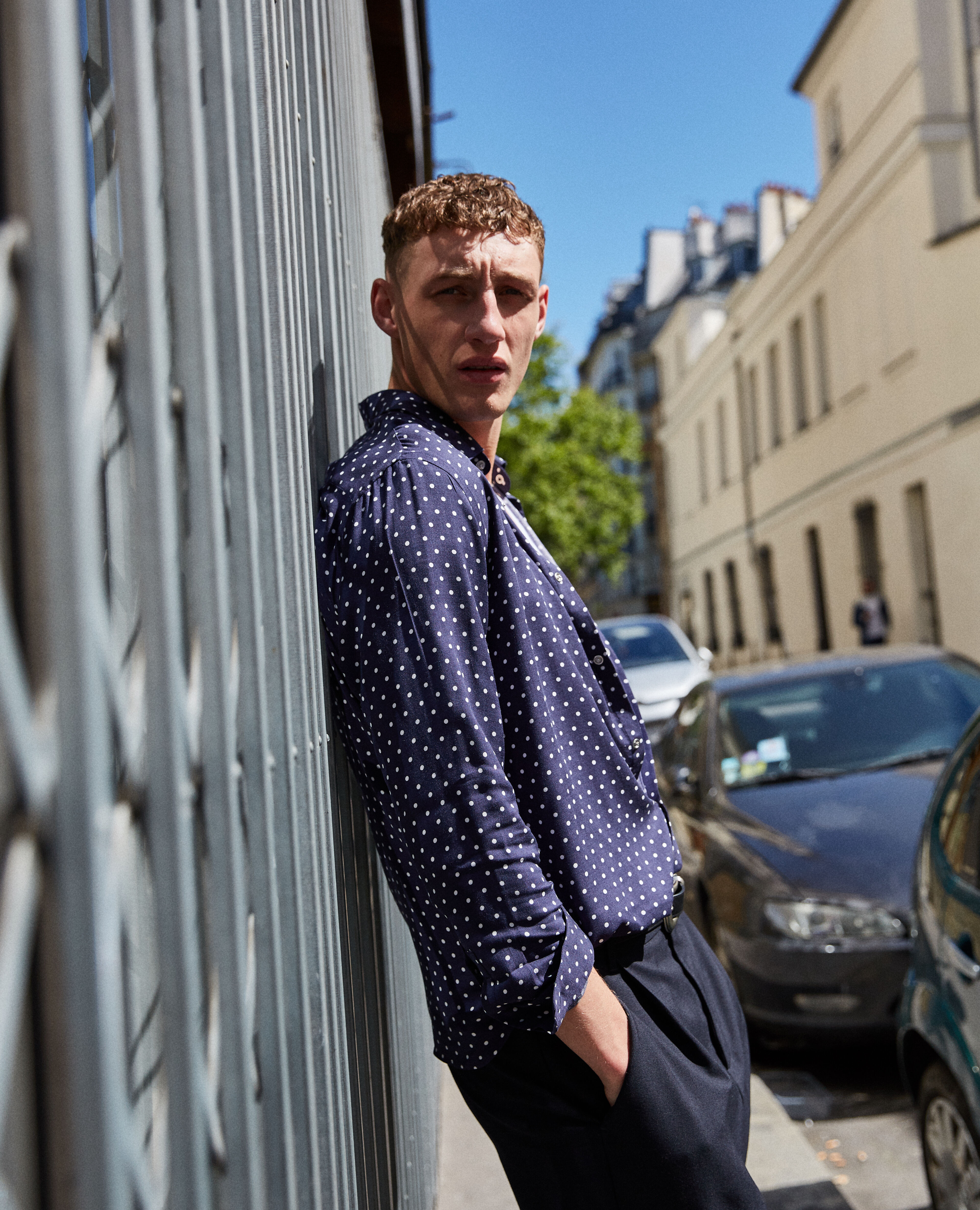 Mens polka dot shirt outfit store