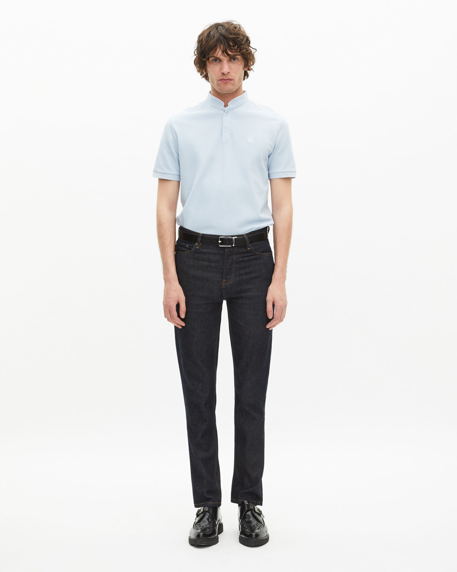 Light blue cotton pique polo t-shirt, LAVENDER, hi-res image number null