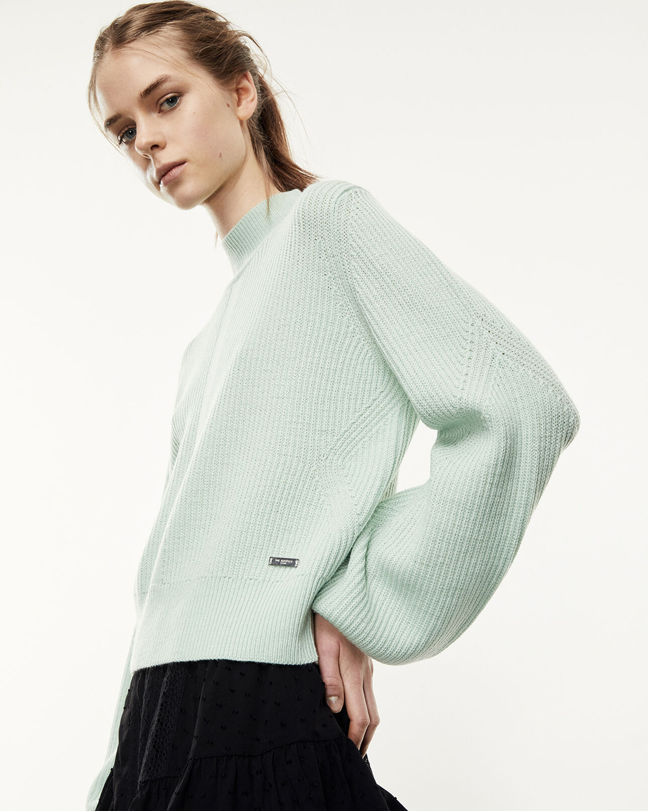 The Kooples FEMME MINT pull laine mérinos vert menthe ample