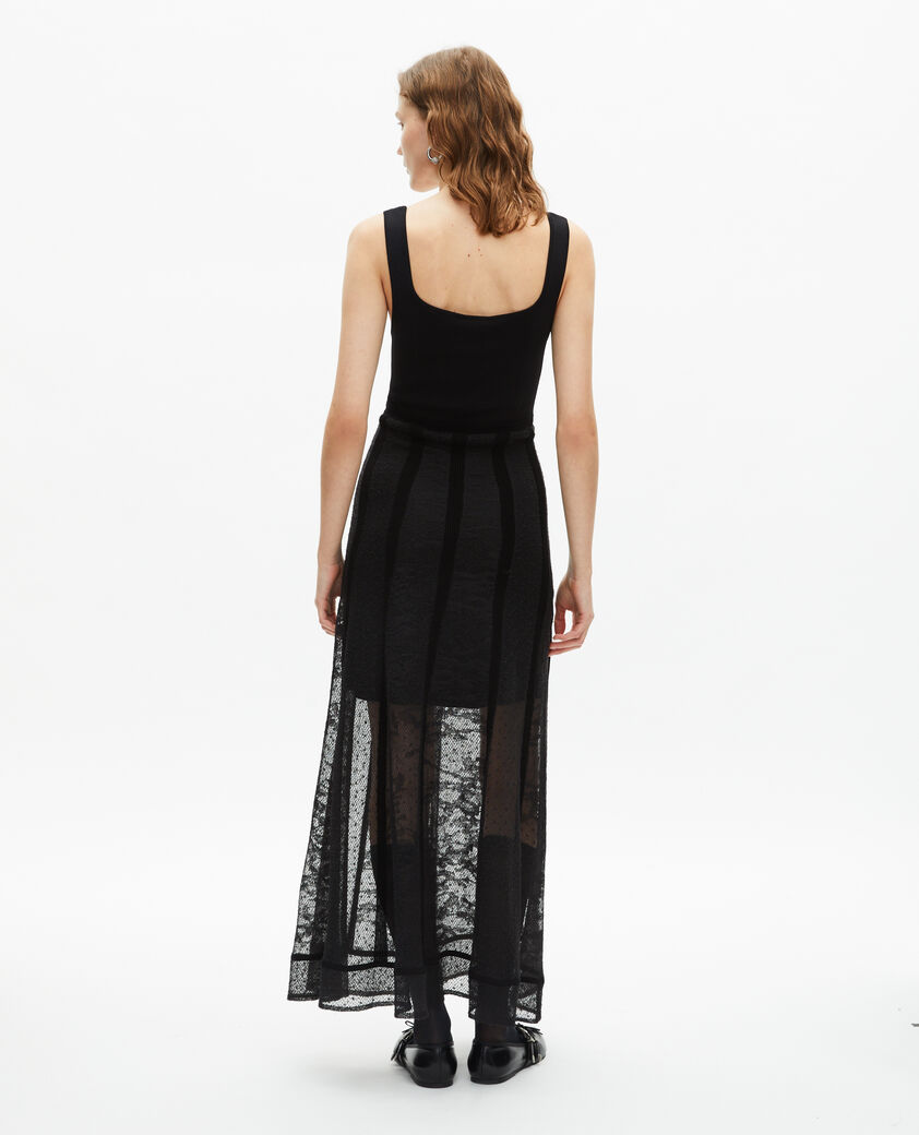 The Kooples WOMEN BLACK long black mesh and lace dress