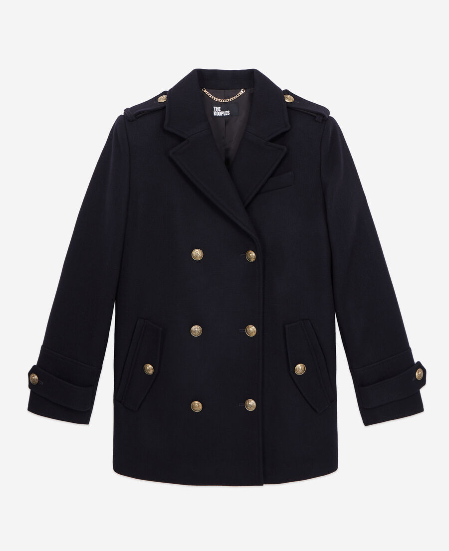 navy blue wool-blend pea coat