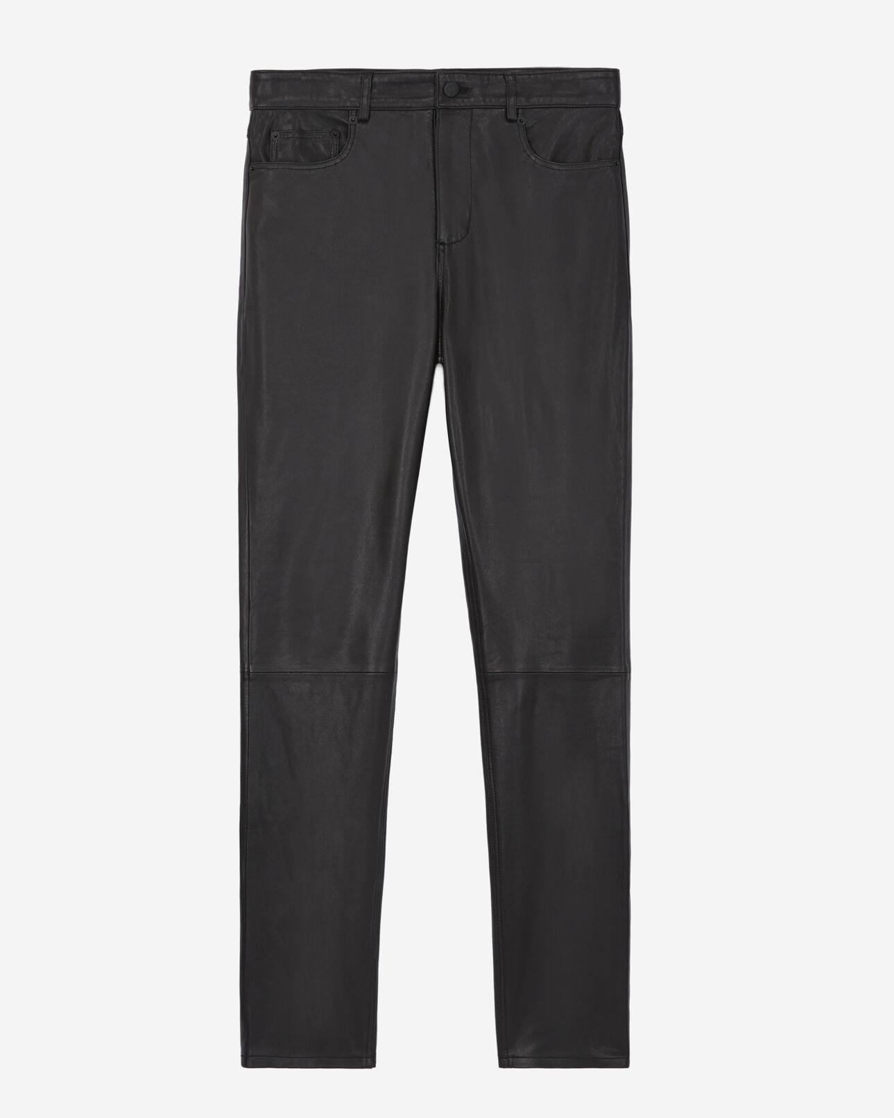 The Kooples MEN BLACK black leather slim-fit pants