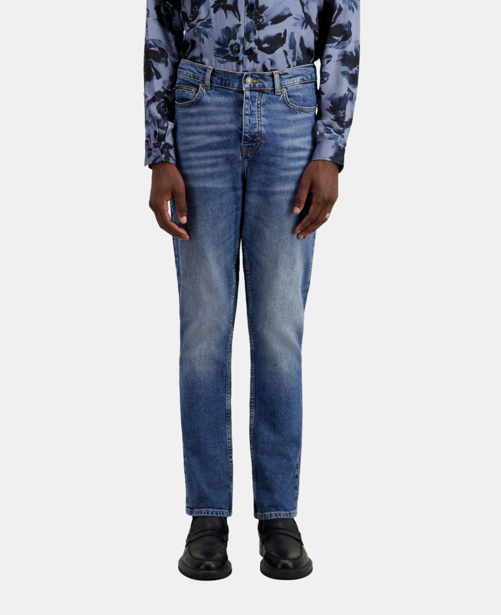 The Kooples MEN BLUE DENIM slim dark blue jeans