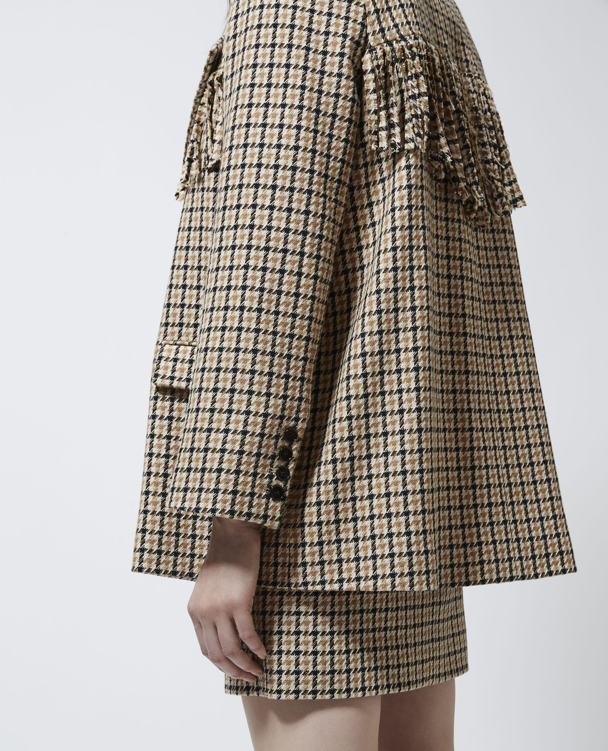 Elegante Jacke aus Wolle mit Motiven, BEIGE / BROWN / BLACK, hi-res image number null