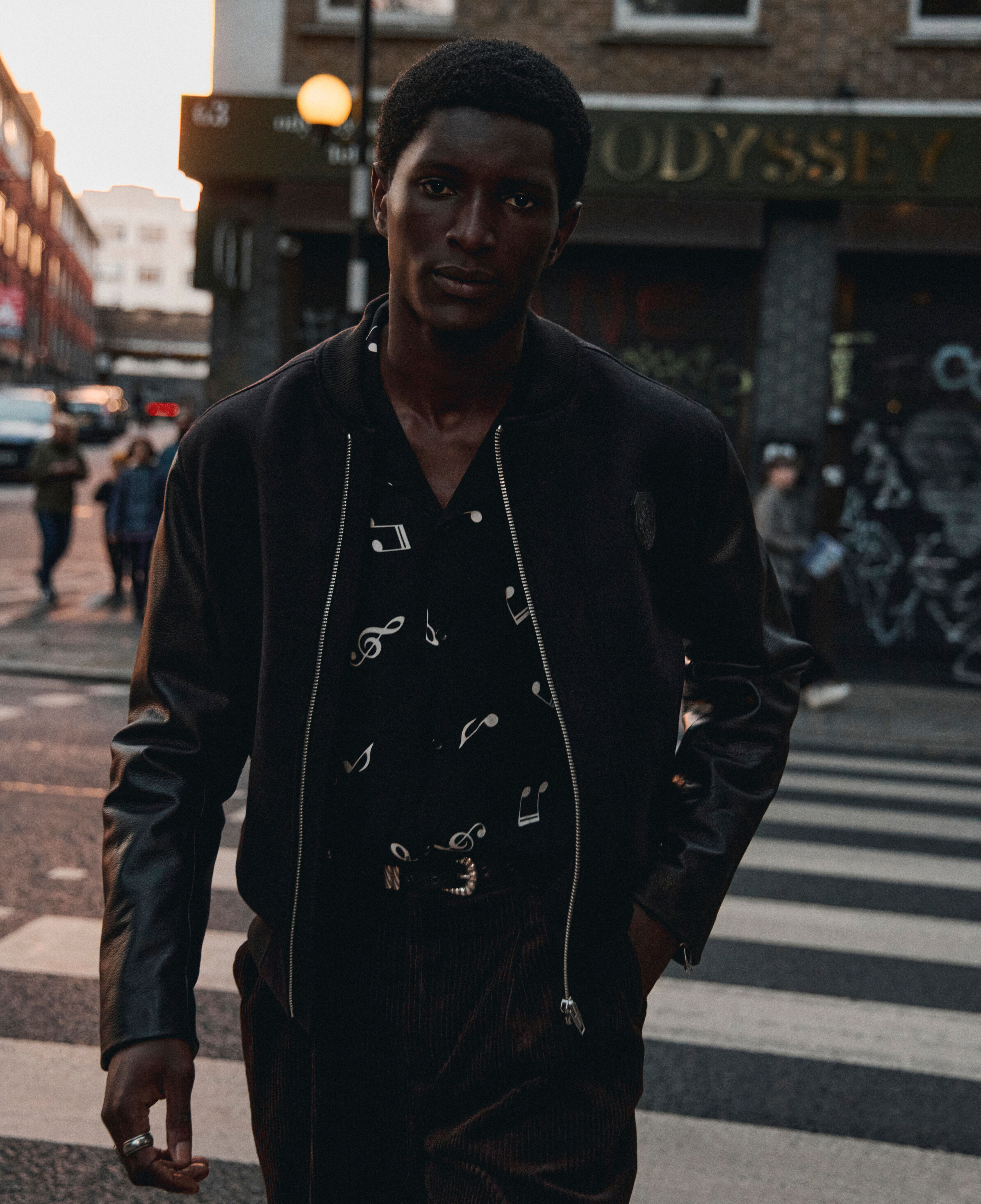 Black double faced wool and leather jacket