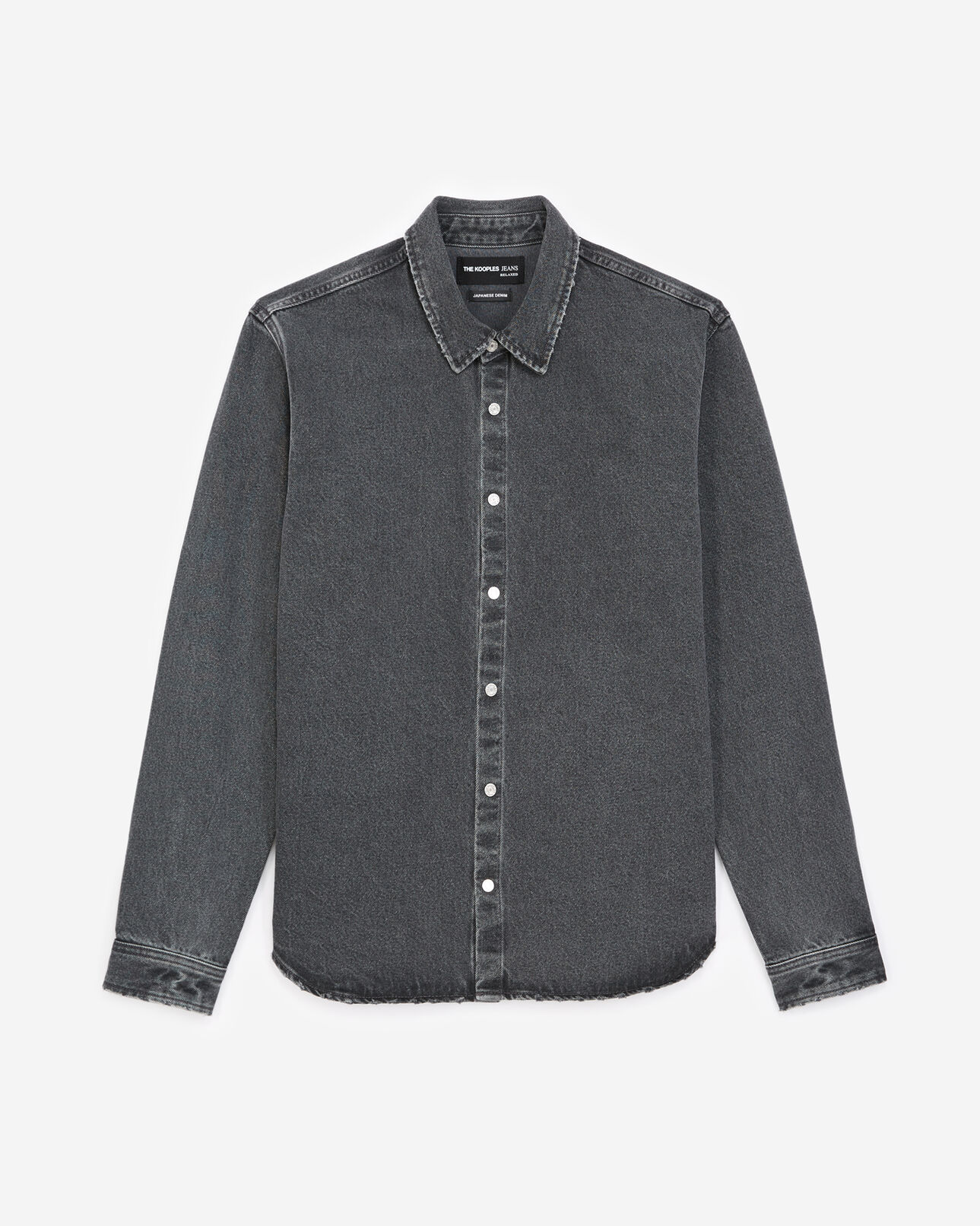 The Kooples HERREN BLACK WASHED jeanshemd schwarz verwaschen geknöpft