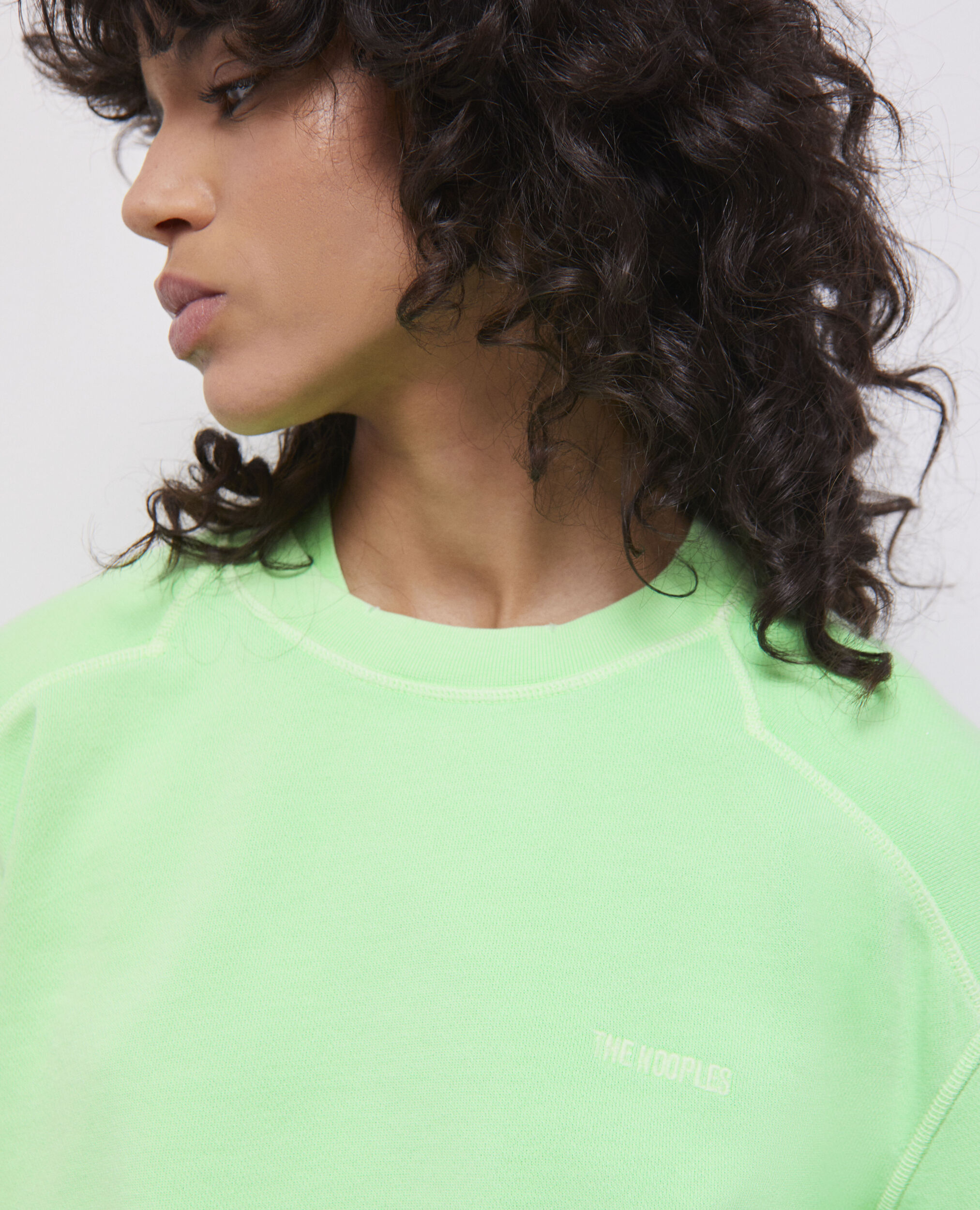 Neongrünes Sweatshirt mit Logo, VERT FLUO, hi-res image number null