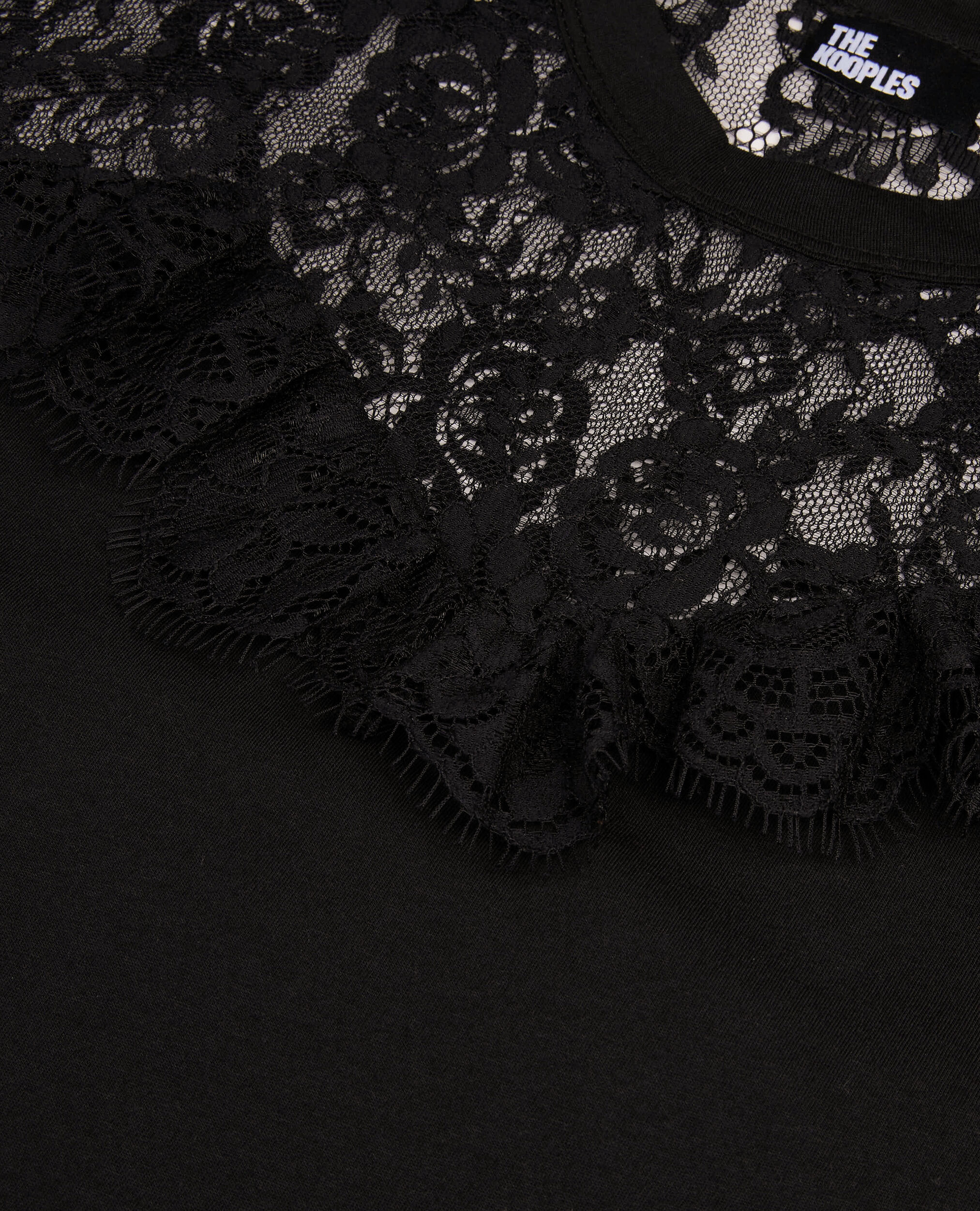 T-shirt avec dentelle noir, BLACK, hi-res image number null