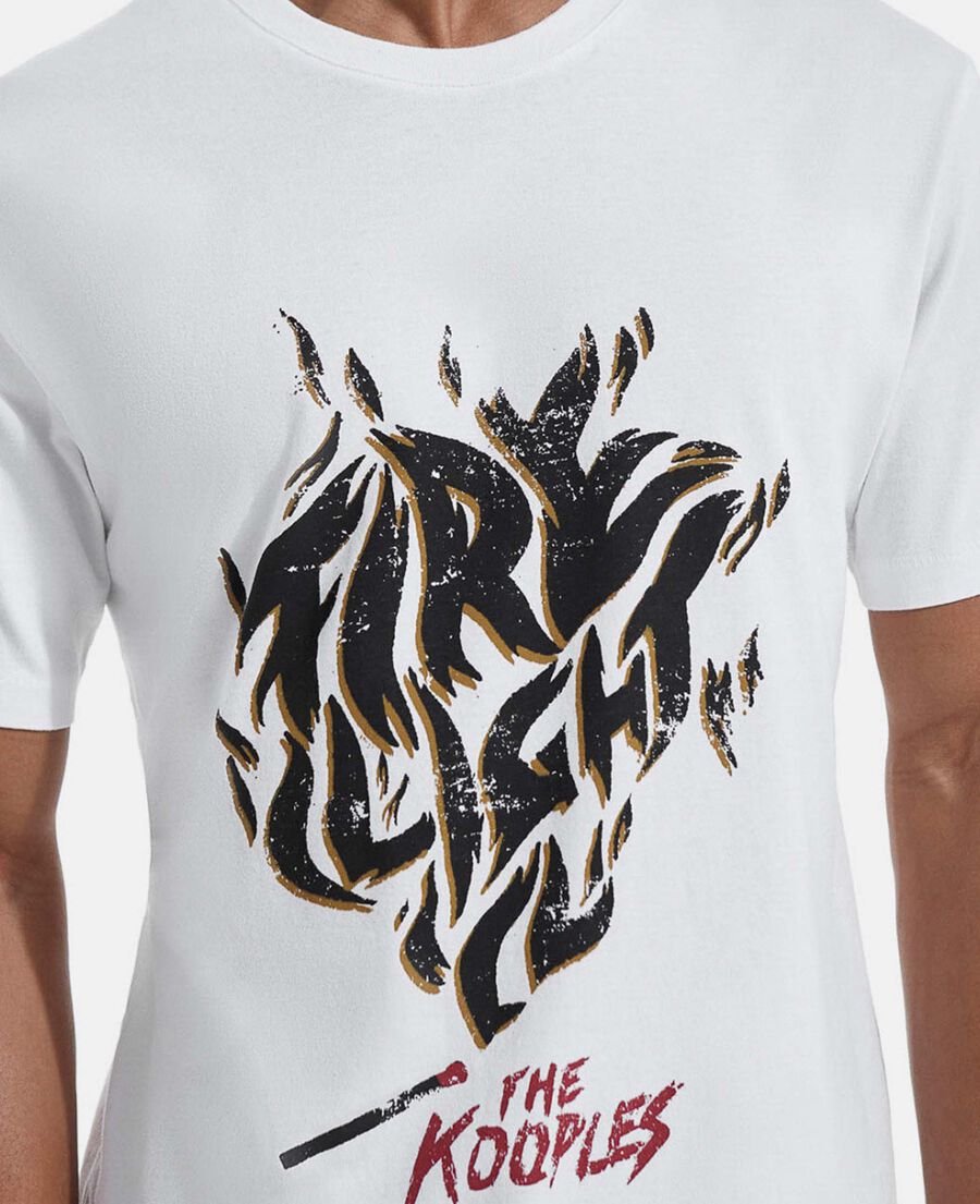 ecru cotton t-shirt with rock-style motif