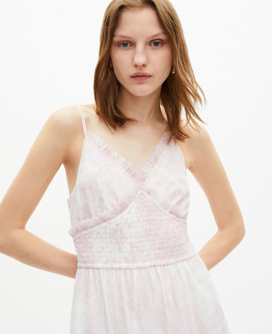 The Kooples WOMEN WHITE - PINK long dress in pale pink printed tulle