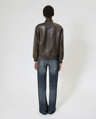 The Kooples WOMEN CAFE brown leather zipped jacket