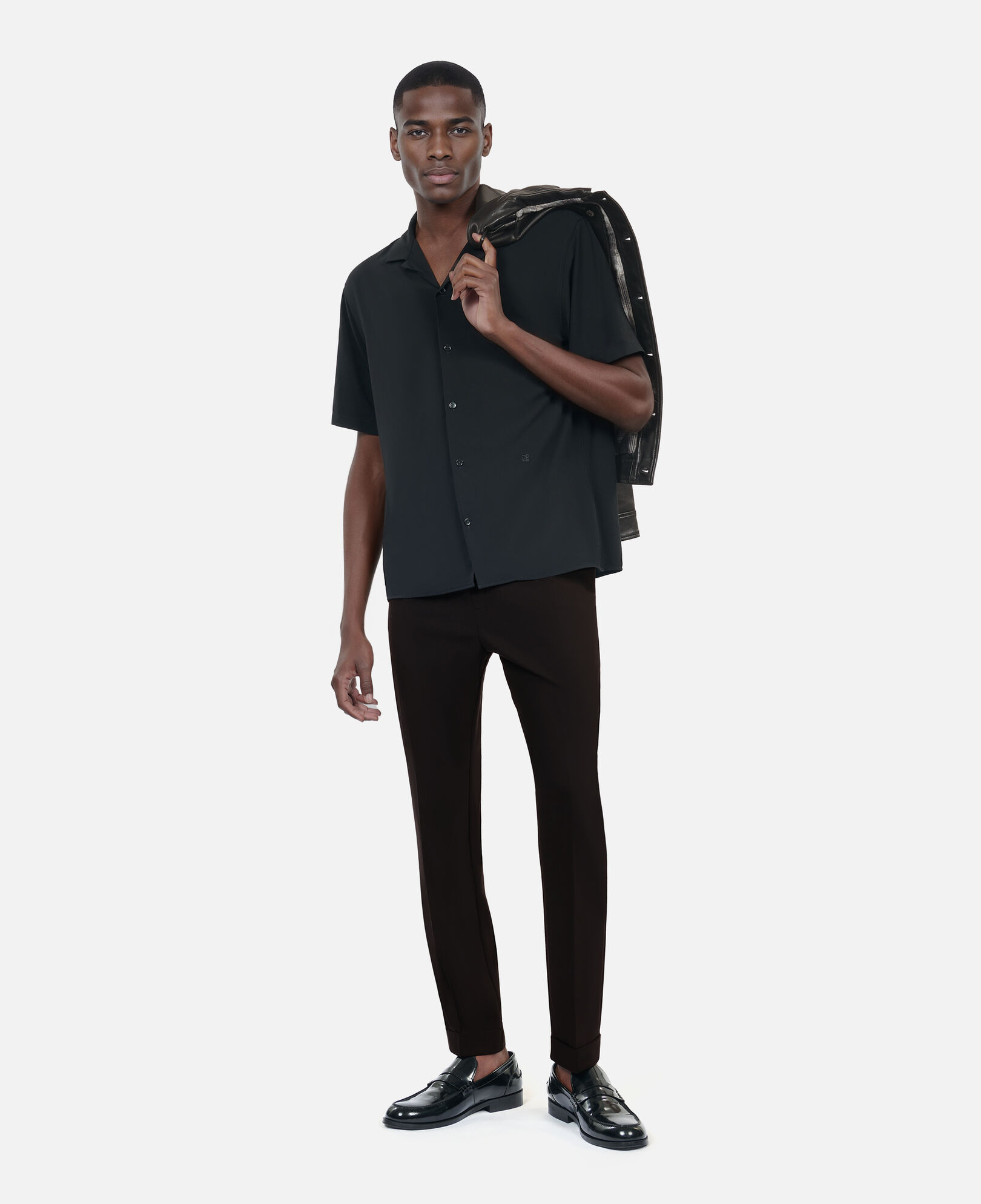 The Kooples MEN BLACK black wool trousers straight cut