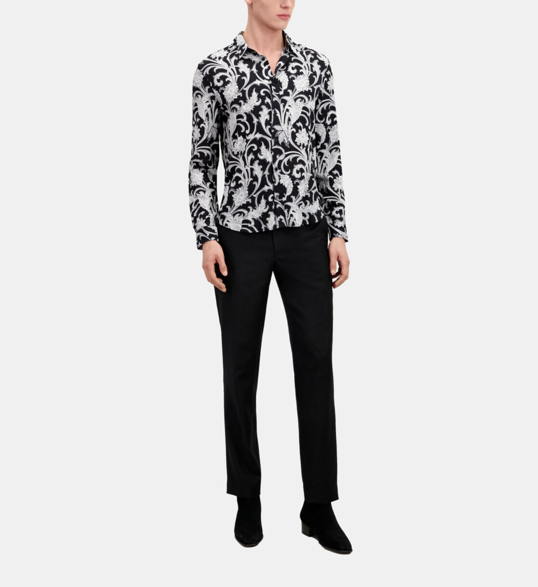 Chemise fleurie noire