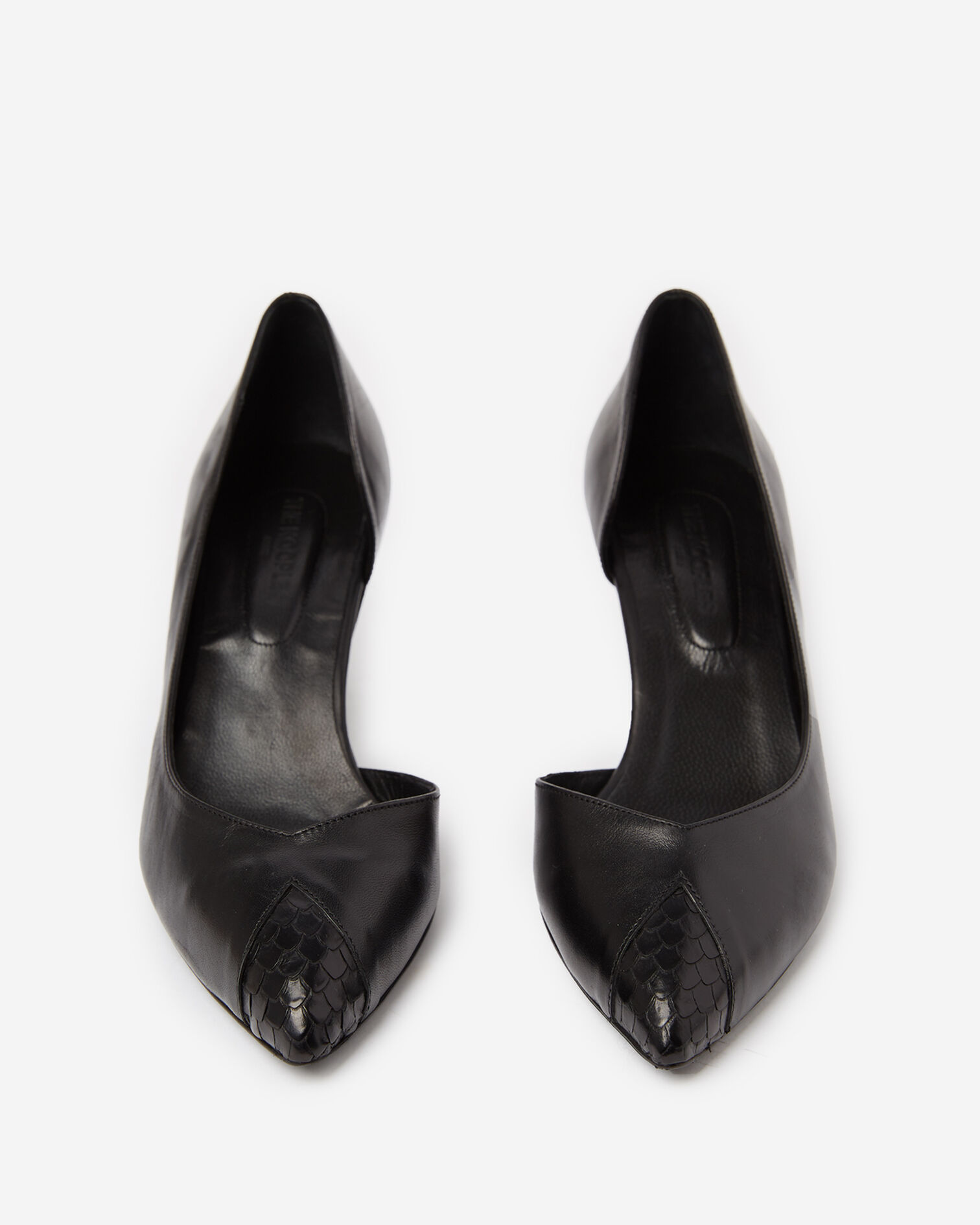Black leather shoes with small heels, BLACK, hi-res image number null