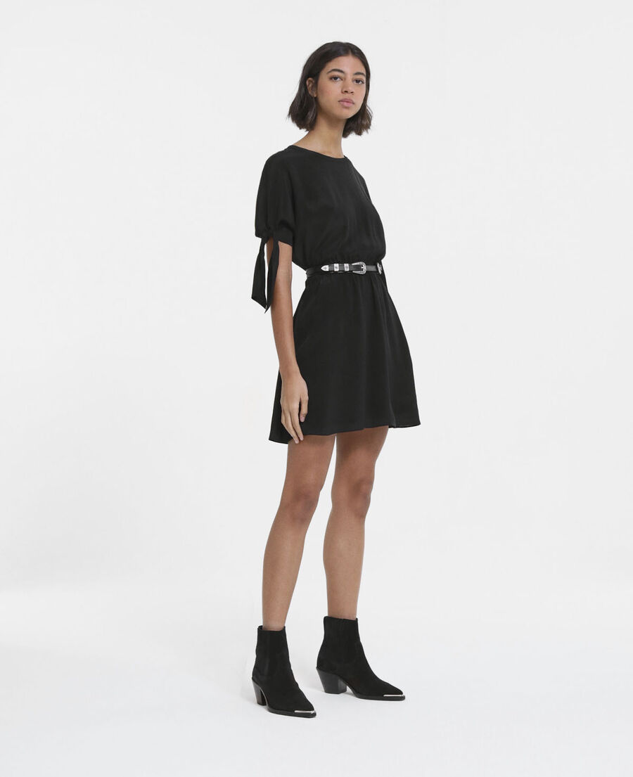 short black dress with knotted short sleeves