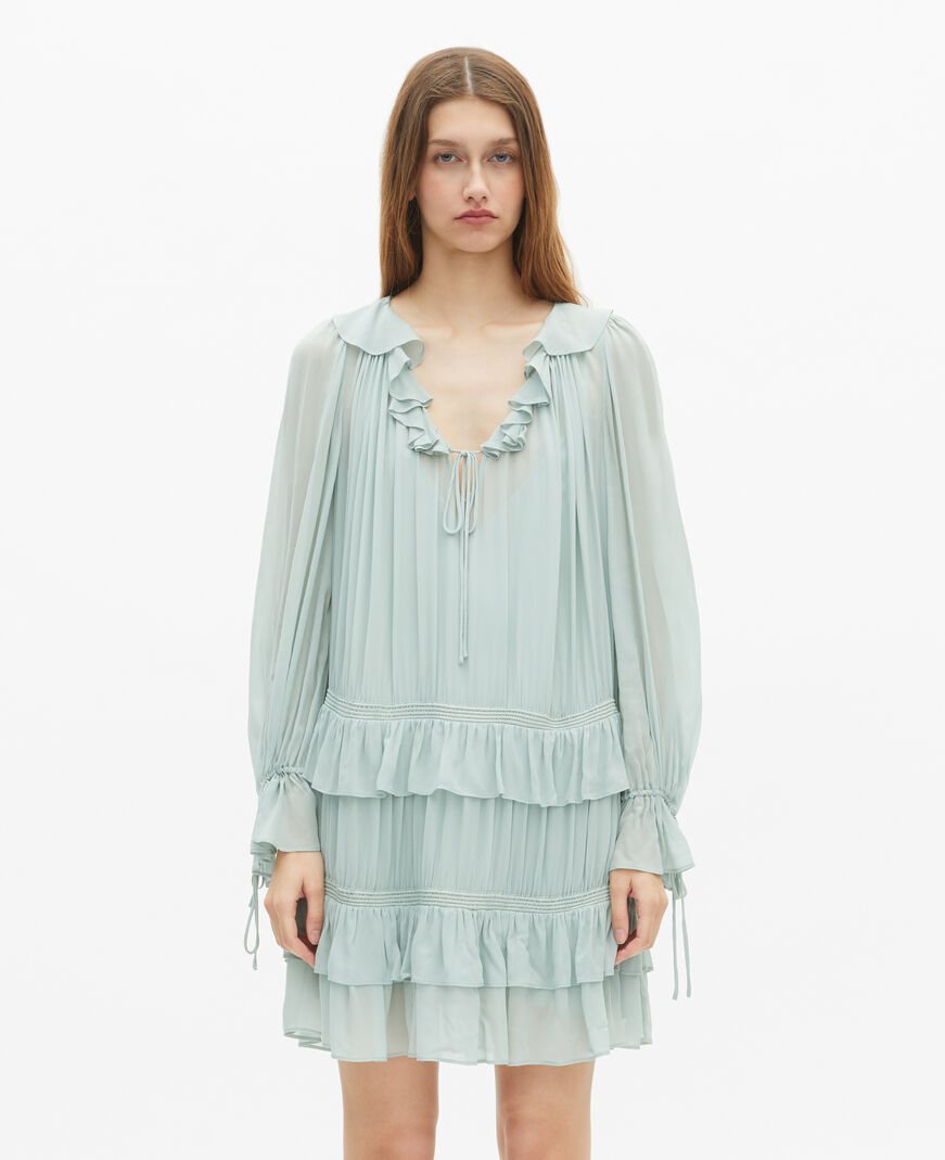 The Kooples DAMEN BLUE/GREEN kurzes kleid mit rüschen blau