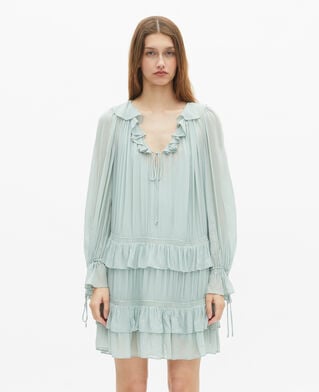 The Kooples DAMEN BLUE/GREEN kurzes kleid mit rüschen blau