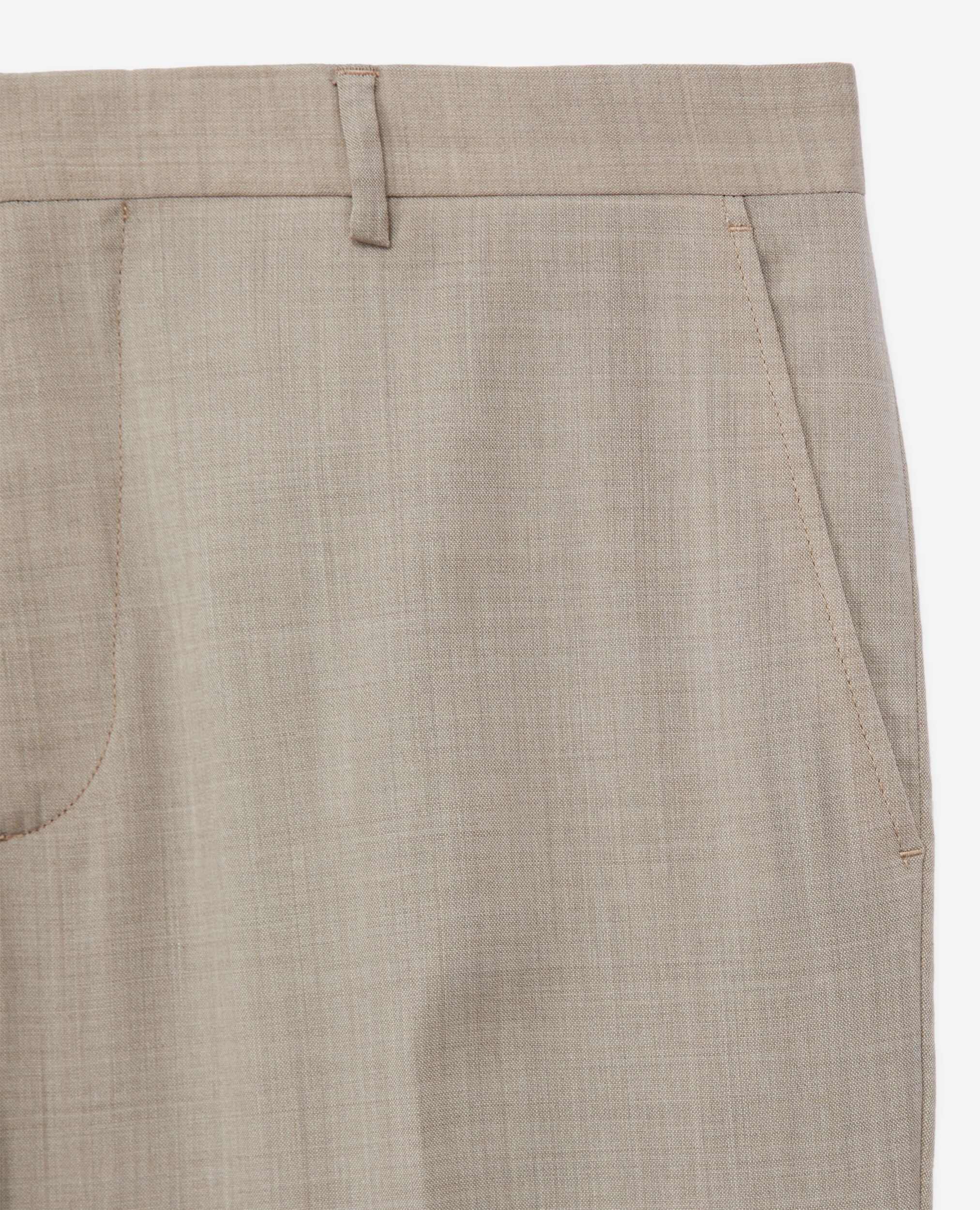 Pantalon de costume beige en laine fil à fil, BEIGE MELANGE, hi-res image number null