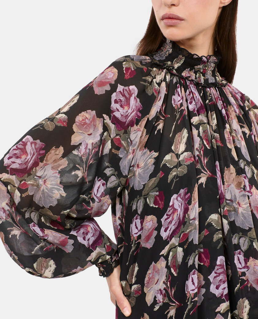 The Kooples DAMEN BLACK / PURPLE kurzes kleid mit blumenprint