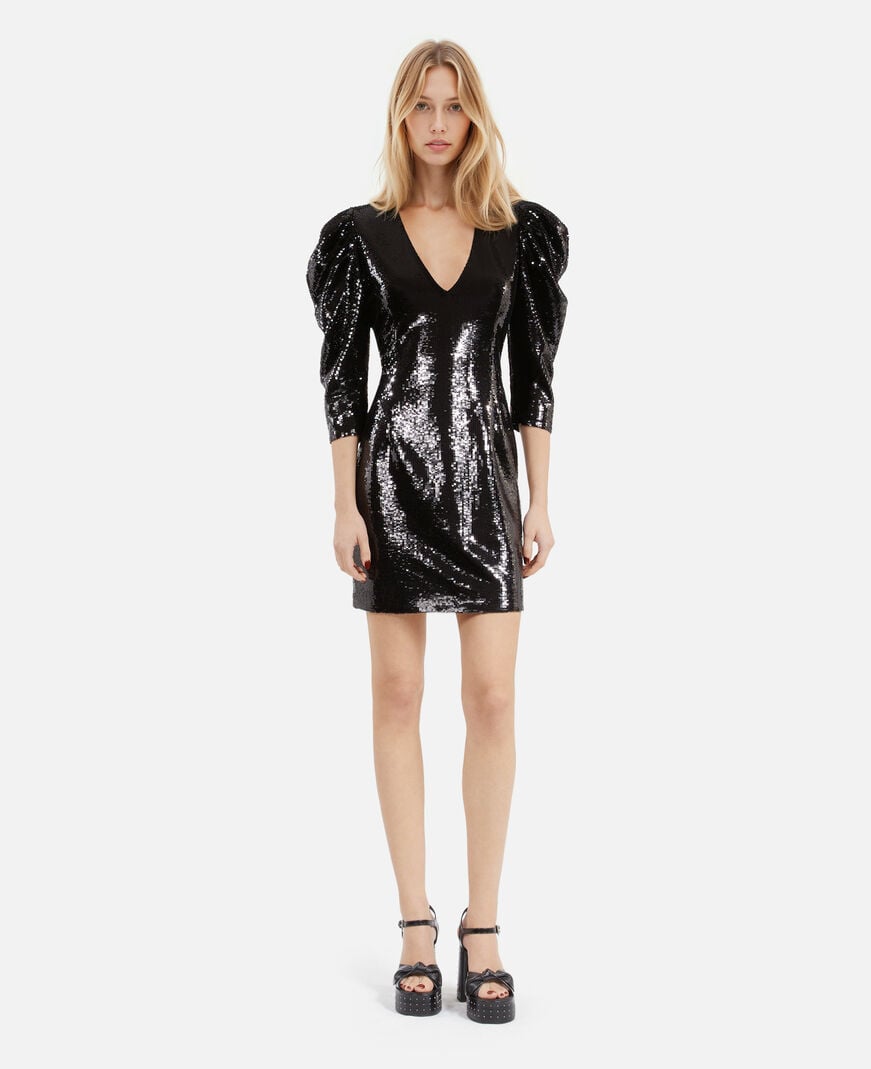The Kooples FEMME BLACK STONE robe courte à sequins noire