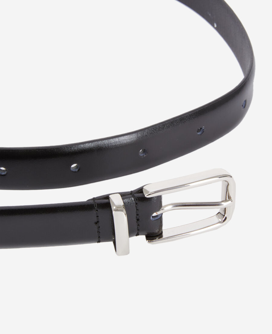 black glazed leather belt