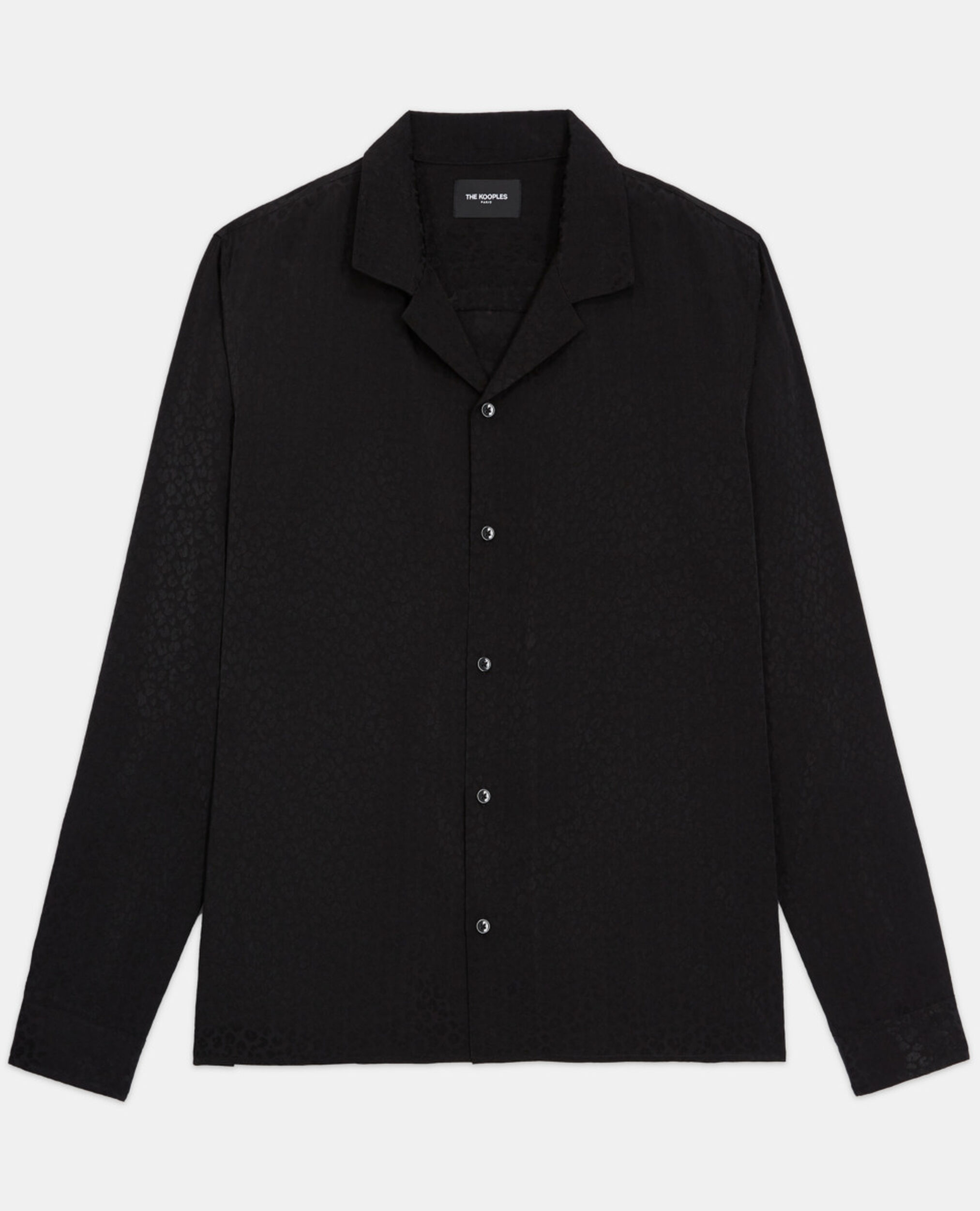 Leopard print shirt with hawaiian collar, BLACK, hi-res image number null