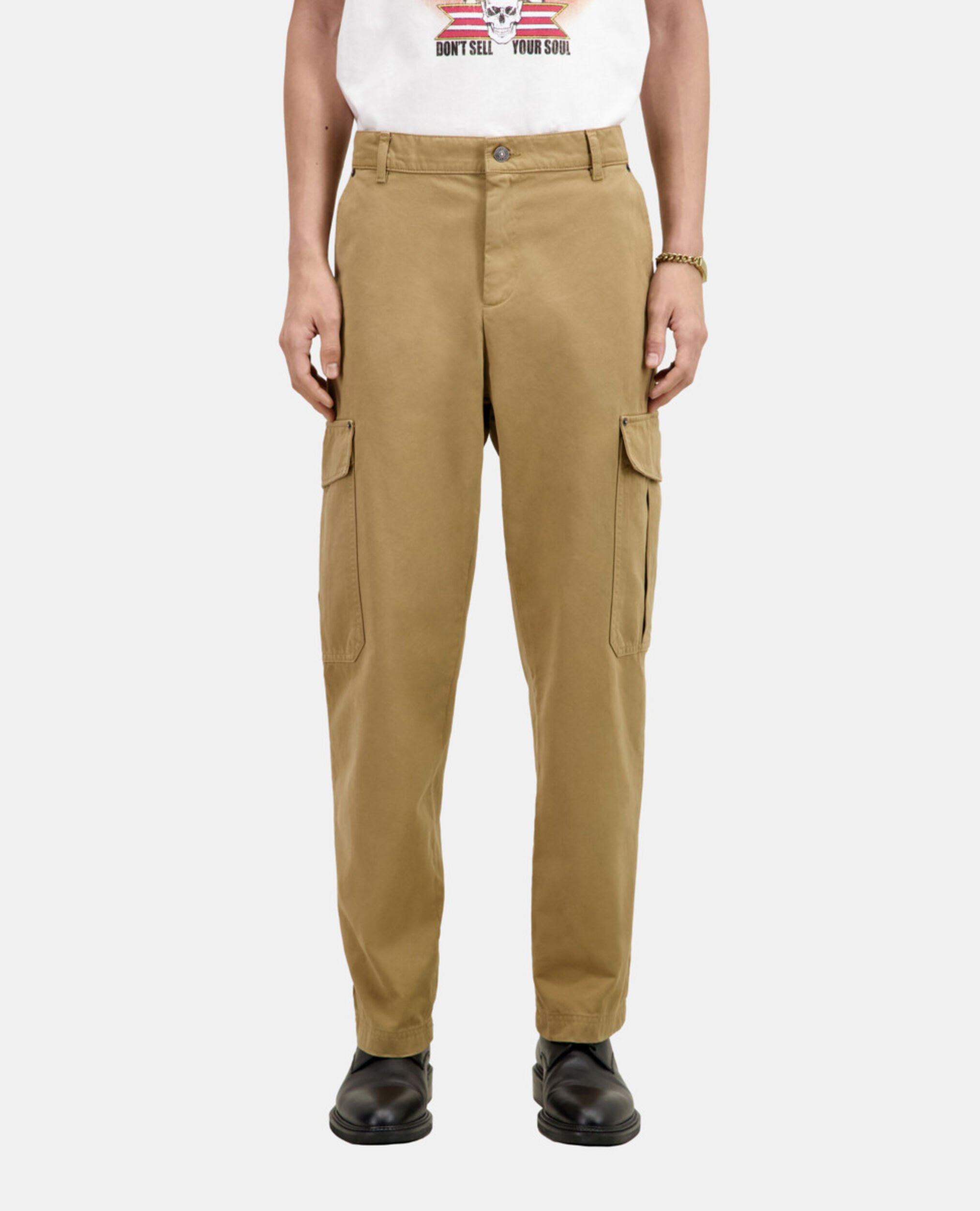 Beige Cargohose aus Baumwolle, BEIGE, hi-res image number null