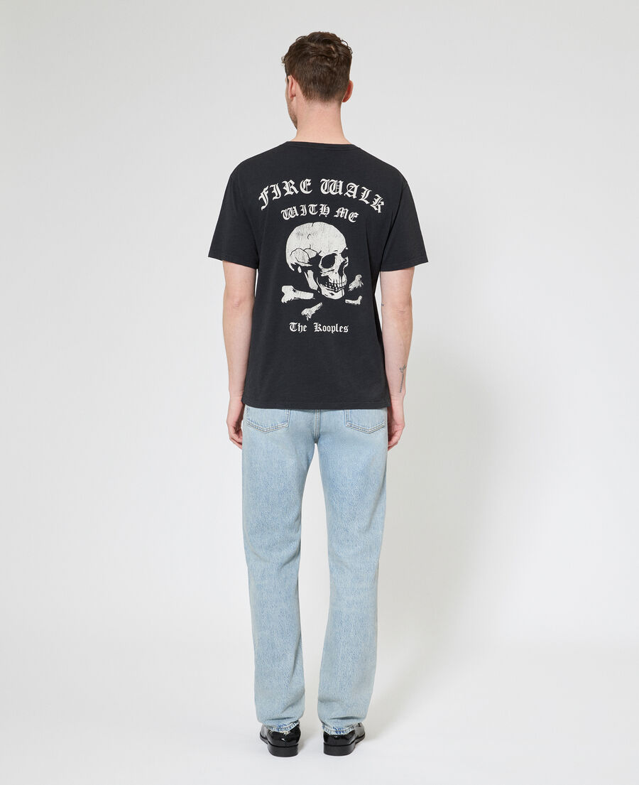 The Kooples HERREN BLACK WASHED t-shirt mit siebdruck skull schwarz