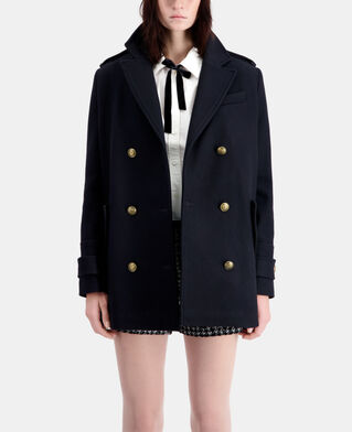 The Kooples F DARK NAVY navy blue wool-blend pea coat