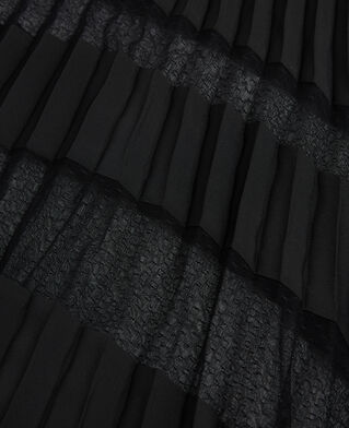 The Kooples FEMME BLACK jupe longue plissée avec dentelle noire