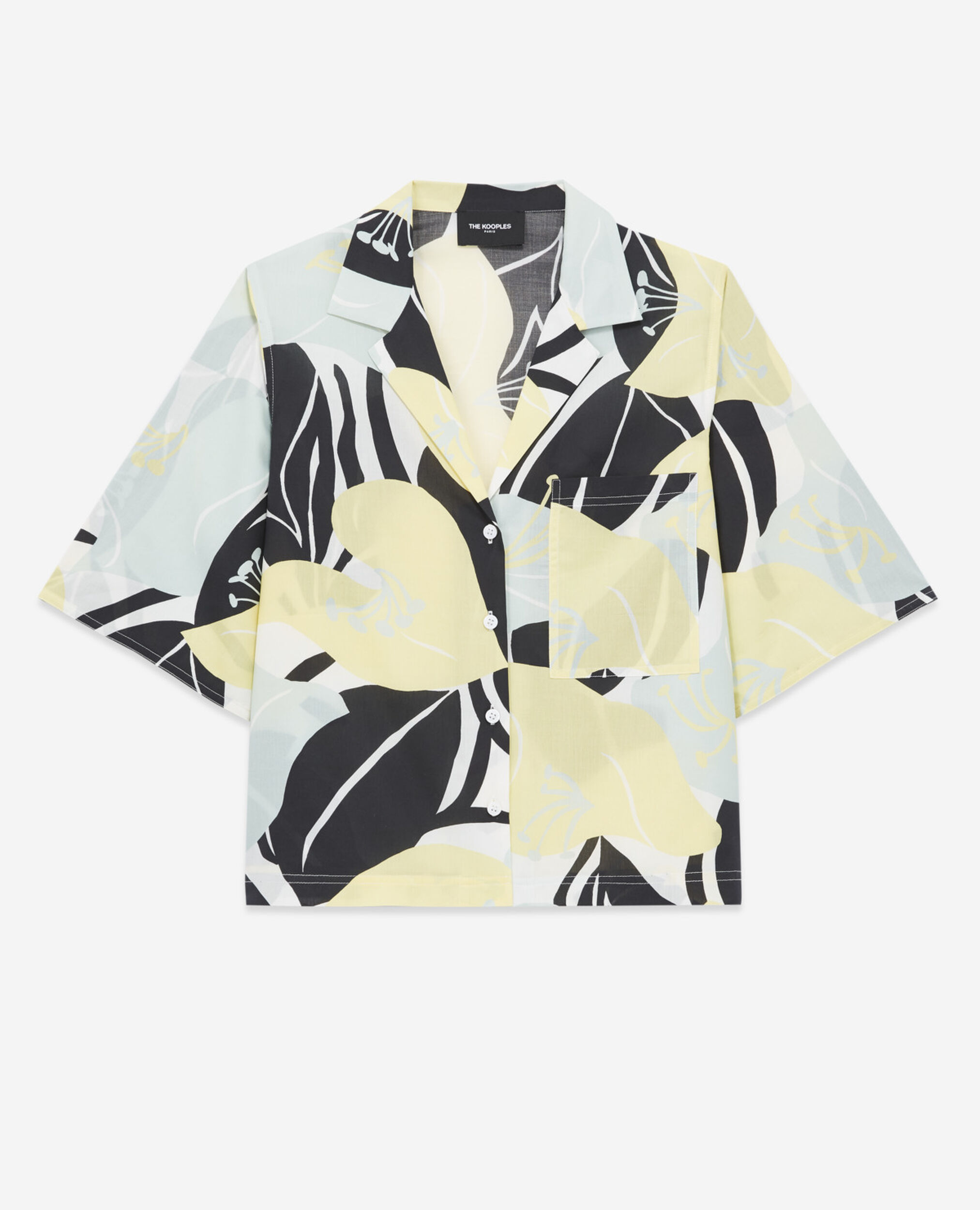 Camisa algodón mujer estampado floral, GREEN, hi-res image number null