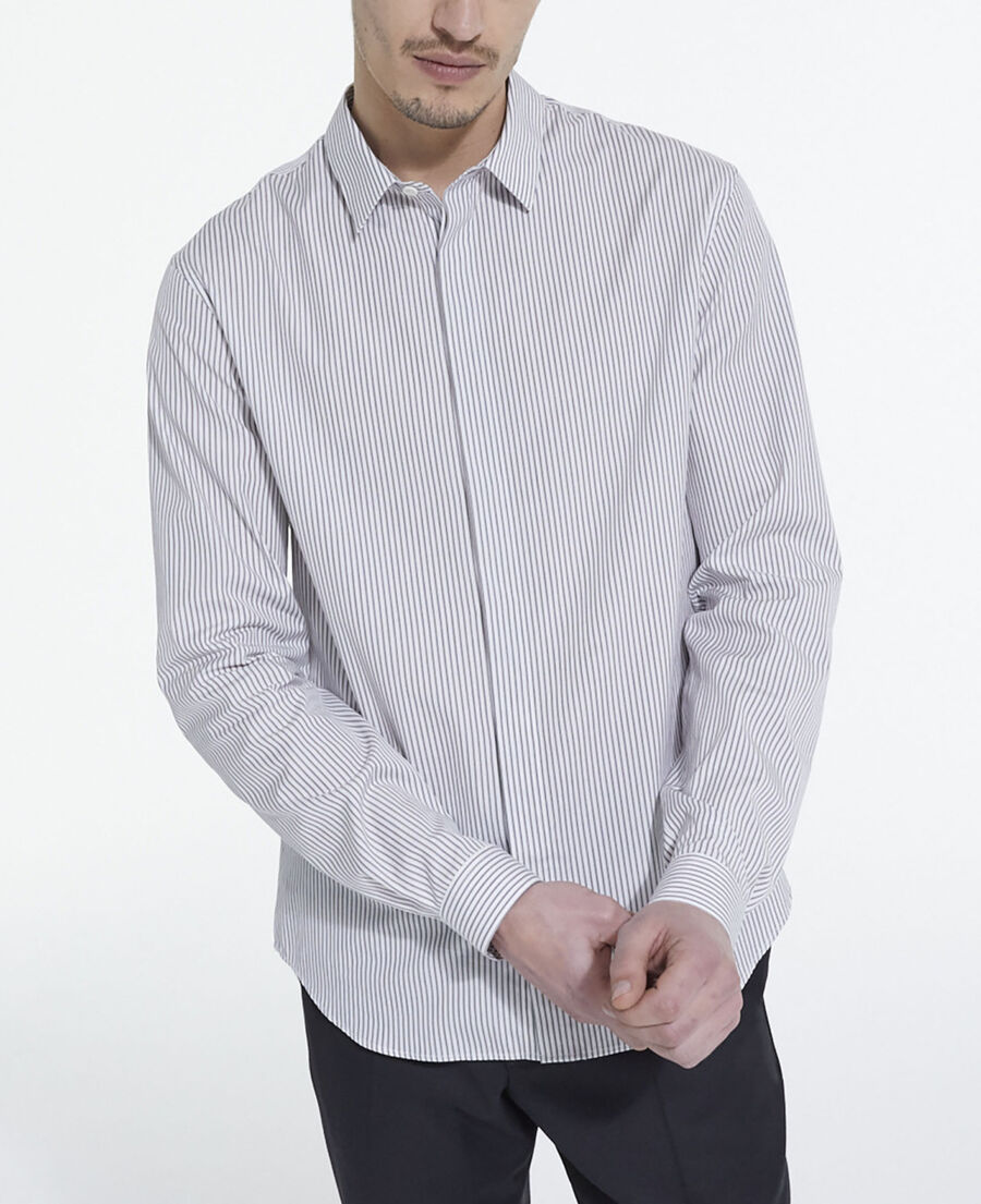 The Kooples HOMME GREY-WHITE chemise col classique à rayures
