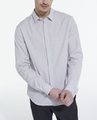 The Kooples HOMME GREY-WHITE chemise col classique à rayures