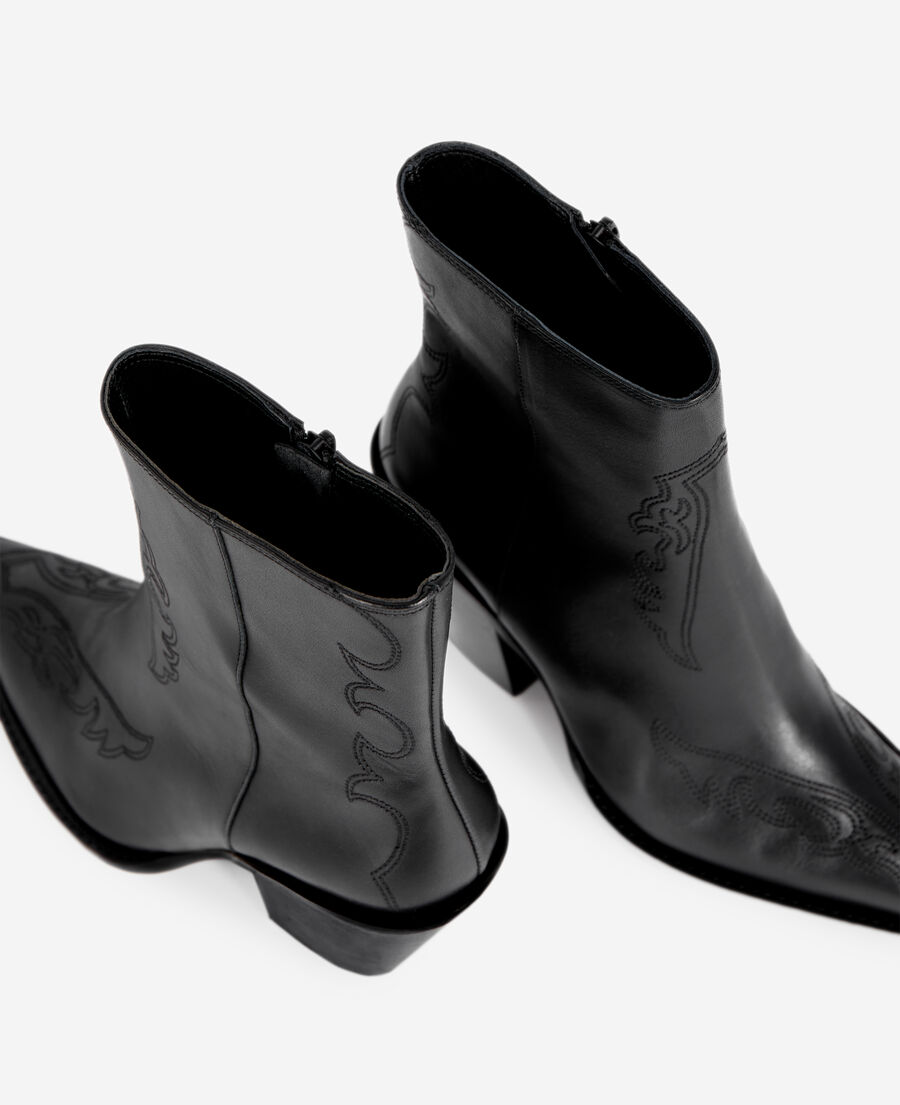 The Kooples F BLACK black leather heeled ankle boots