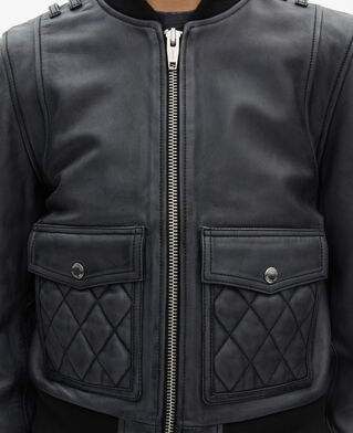 The Kooples WOMEN BLACK WASHED black vintage effect leather jacket