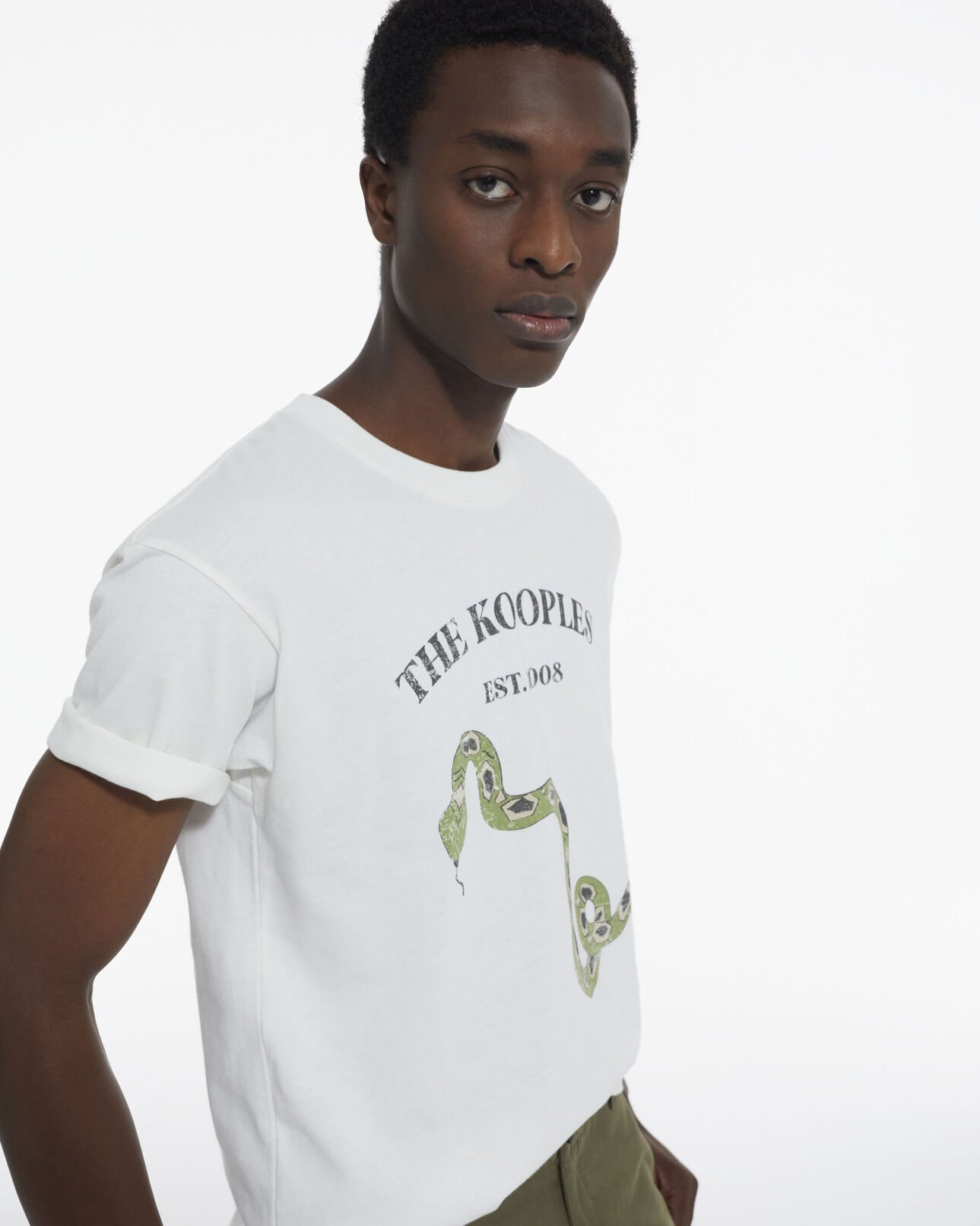 The Kooples MEN LIGHT BEIGE beige t-shirt with screen print