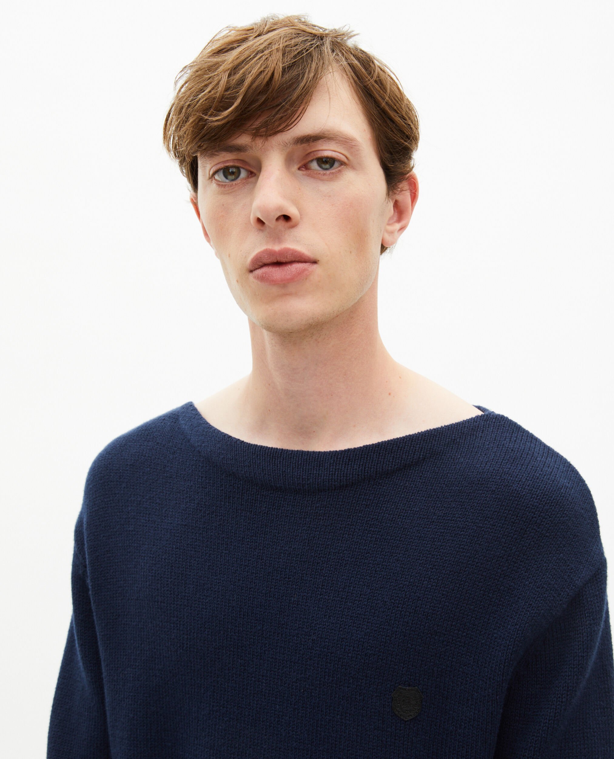 Navy boat-neck sweater, NAVY, hi-res image number null