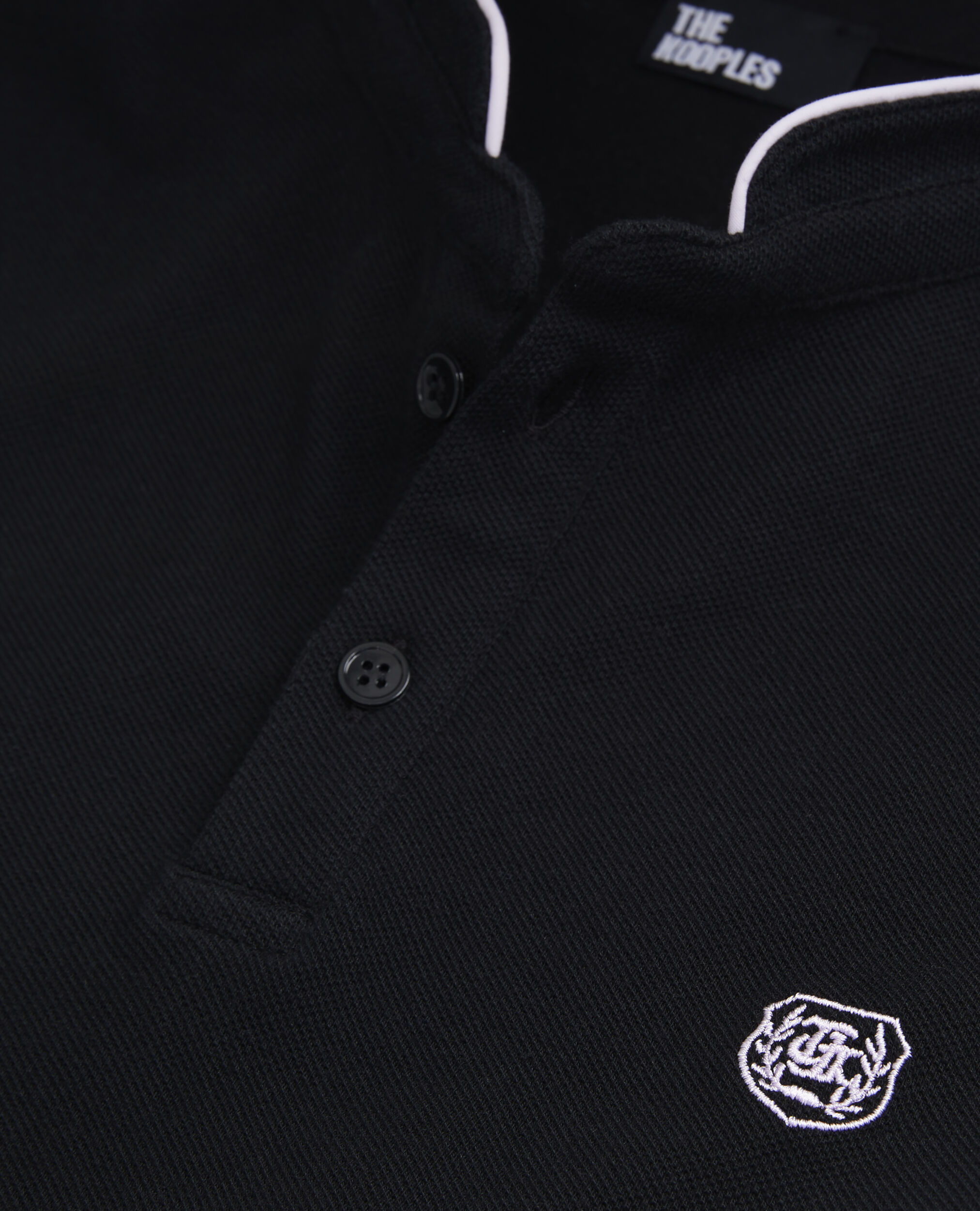 Schwarzes Poloshirt aus Baumwolle, BLACK / PINK, hi-res image number null
