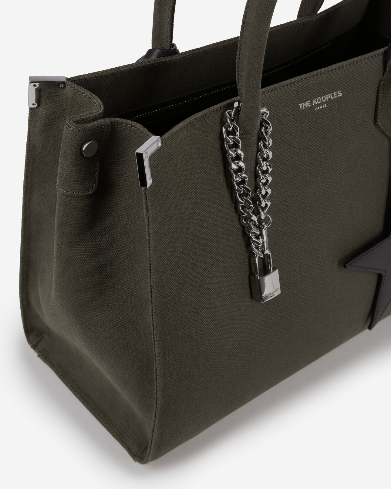 The Kooples FEMME KAKI sac cabas ming en canvas kaki