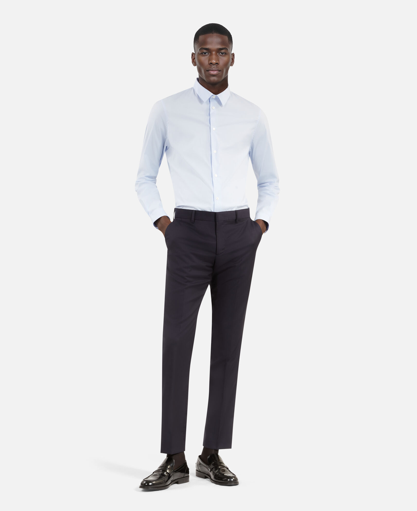 The Kooples MEN BLUE formal blue poplin shirt