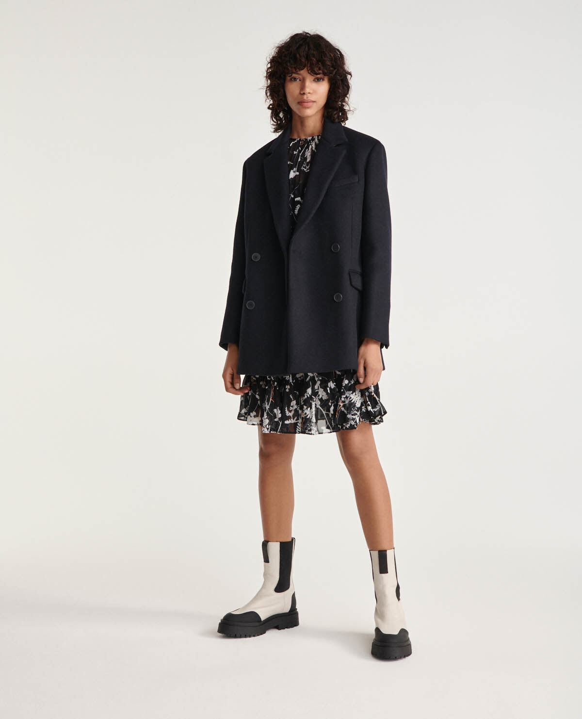 Navy wrap clearance wool coat