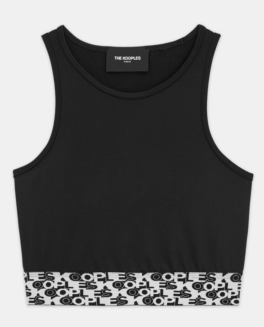 The Kooples DAMEN BLACK schwarzes j&auml;ckchen aus funktionsmaterial mit logo