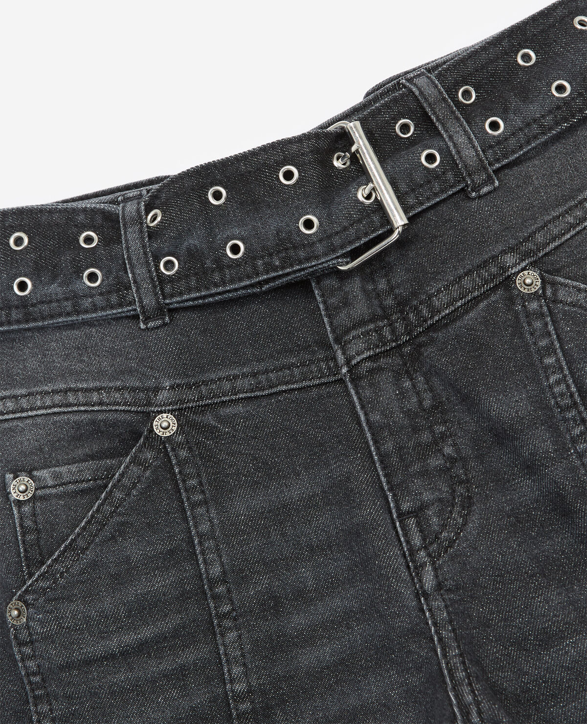 Faded black jeans with visible button The Kooples US
