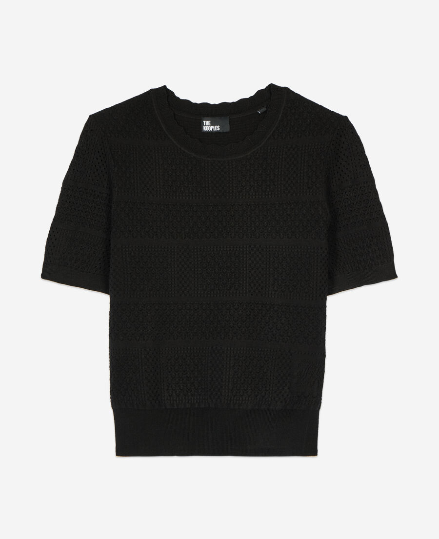 The Kooples F BLACK black openwork knit sweater